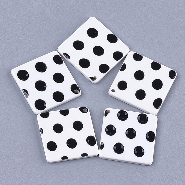 

PandaHall Cellulose Acetate(Resin) Pendants, Rhombus with Polka Dot, White, 33~33.5x33~33.5x2.5mm, Hole: 1.4mm Cellulose Acetate Rhombus...