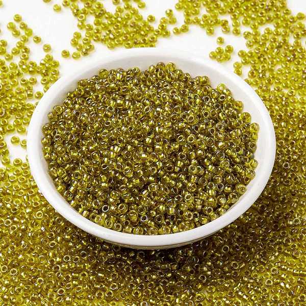 

PandaHall MIYUKI Round Rocailles Beads, Japanese Seed Beads, Fancy Lined, (RR3524) Fancy Lined Marigold, 15/0, 1.5mm, Hole: 0.7mm, about..., Green