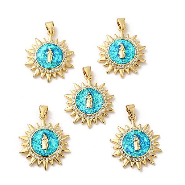 

PandaHall Rack Plating Brass Micro Pave Cubic Zirconia with Synthetic Opal Pendants, with Jump Ring, Lead Free & Cadmium Free, Long-Lasting..., Clear