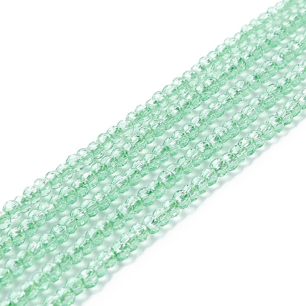 

PandaHall Transparent Glass Beads Strands, Faceted, Round, Medium Spring Green, 3mm, Hole: 0.8mm, about 127~139pcs/strand, 14.09~14.53 inch...