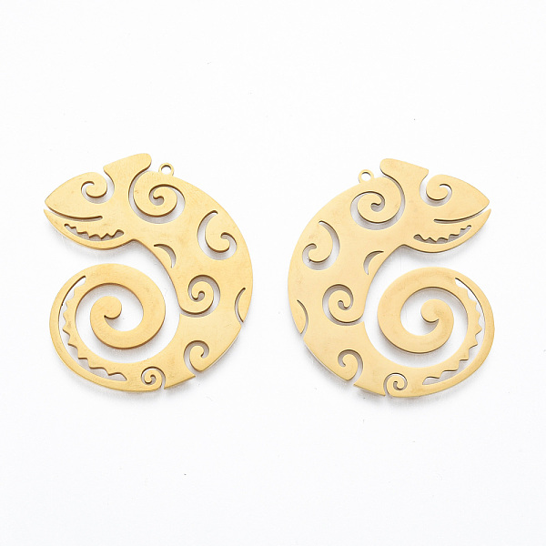 

PandaHall 201 Stainless Steel Pendants, Lizard, Real 18K Gold Plated, 38x33x1mm, Hole: 1.4mm 201 Stainless Steel Other Animal