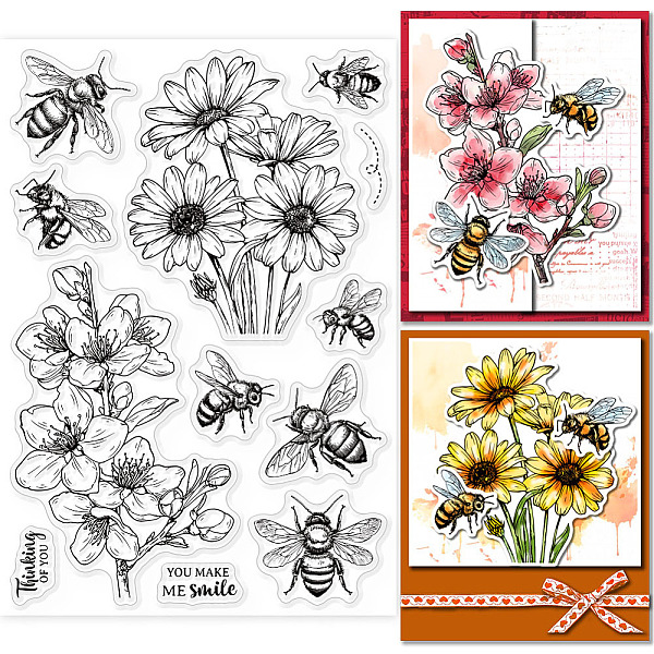 

PandaHall Custom PVC Plastic Clear Stamps, for DIY Scrapbooking, Photo Album Decorative, Cards Making, Bees, 160x110x3mm Plastic Bees Clear