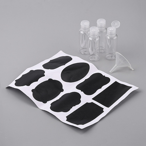 

PandaHall PET Flip Top Cap Squeeze Bottles, with Plastic Funnel Hopper and Chalkboard Sticker Labels, Clear, 9.25x3.25cm, Capacity: 50ml...