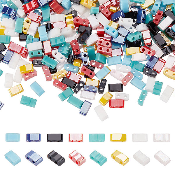 

PandaHall SUNNYCLUE 1 Box 800Pcs 8 Style 1/4 Tila Beads Double Hole Glass Beads Tile Beads Bulk Glass Seed Bead Mini Flat Spacer Loose Beads..., Multicolor