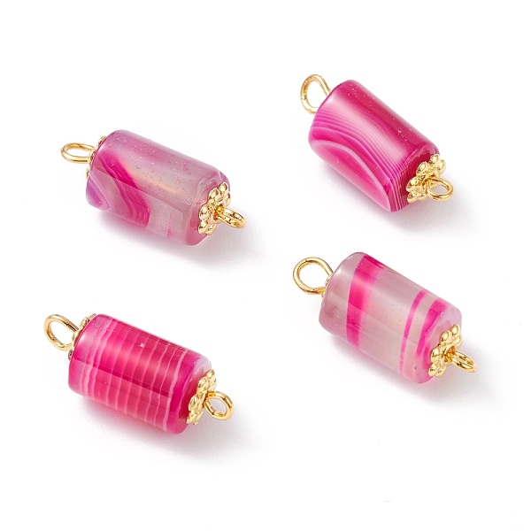 

PandaHall Dyed Natural Agate Link Connectors, with Alloy Daisy Spacer Beads and Iron Eye Pin, Golden, Column, 20~21x8mm, Hole: 1.8~2.6mm...