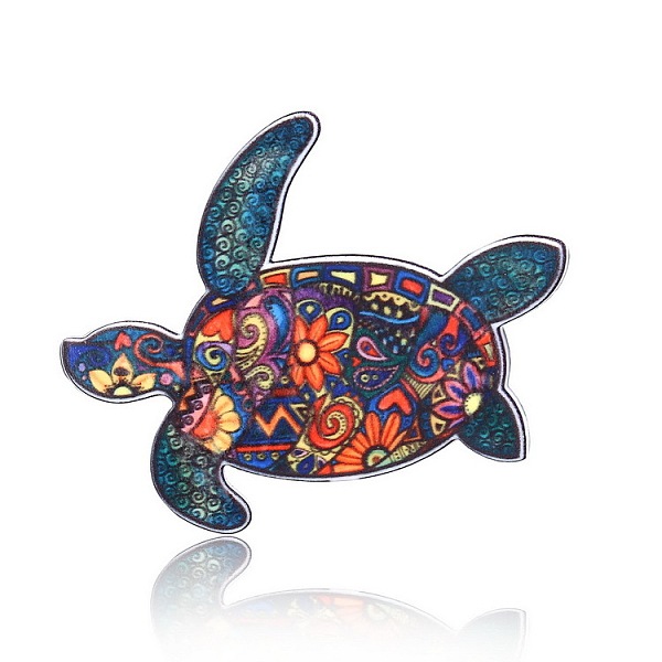 

PandaHall Acrylic Flower Print Animal Brooches, for Backpack Clothes, Turtle, 60x49mm Acrylic Turtle