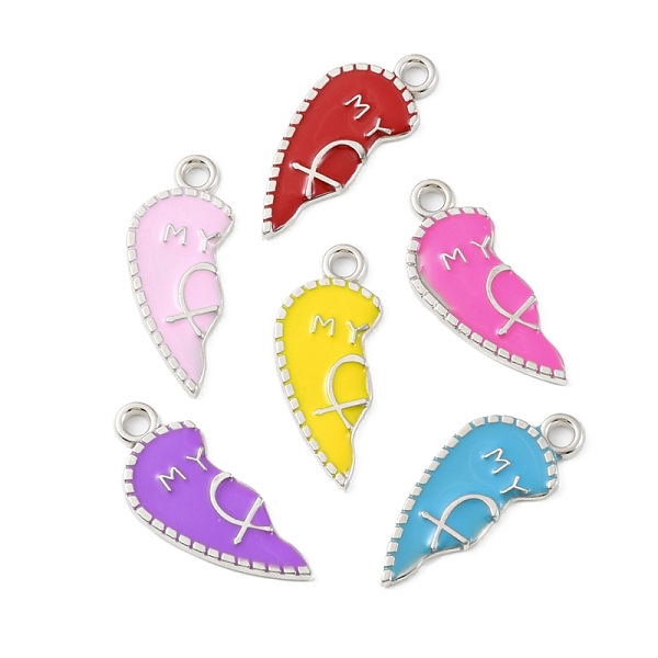

PandaHall CCB Plastic Enamel Pendants, Platinum, Broken Heart Charms, Mixed Color, 33.5x14x2mm, Hole: 3mm Plastic Heart Multicolor