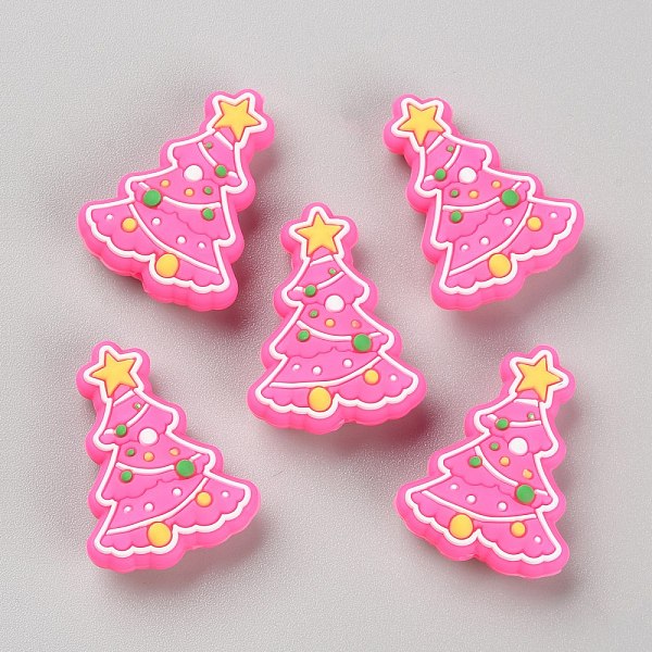 

PandaHall Christmas Tree Silicone Beads, DIY Nursing Necklaces and Bracelets Making, Chewing Pendants For Teethers, Hot Pink, 29x21.5x9mm...