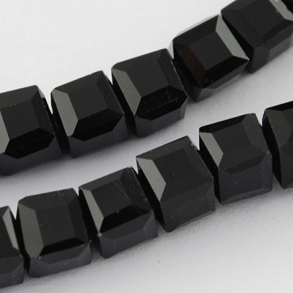 

PandaHall Glass Bead Strands, Faceted, Cube, Black, 7~8x7~8x7~8mm, Hole: 1mm, about 72pcs/strand, 21.6 inch Glass Cube Black
