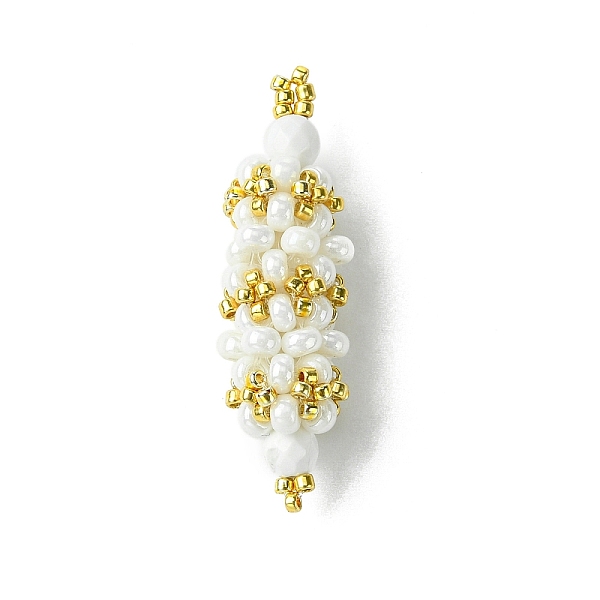 

PandaHall Handmade MIYUKI Round Rocailles Seed Loom Pattern, with Natural Howlite Beads, Oval Pendants, White, 35x10.5mm, Hole: 1.5mm Glass...