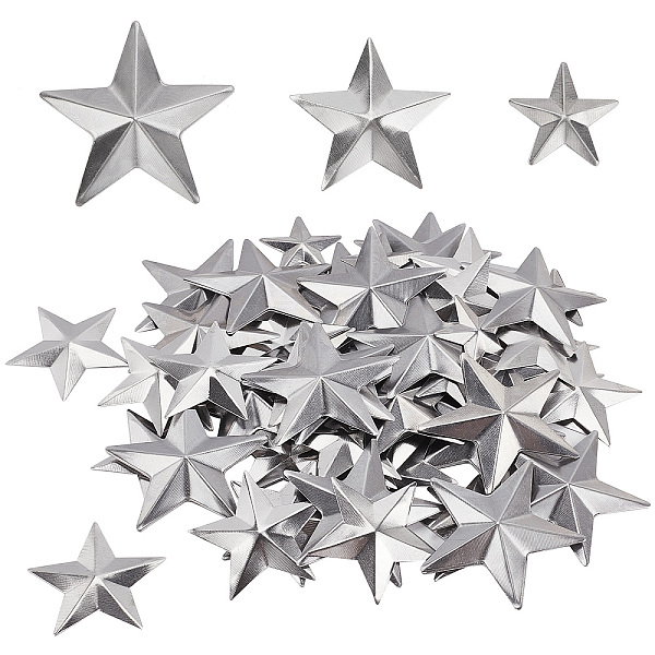 

PandaHall GORGECRAFT 90PCS 3 Sizes Metal Barn Star Rustic Three Dimensional Bulk Unfinished Magical Texas Sliver Stars 1 Inch 1.5 Inch 2...