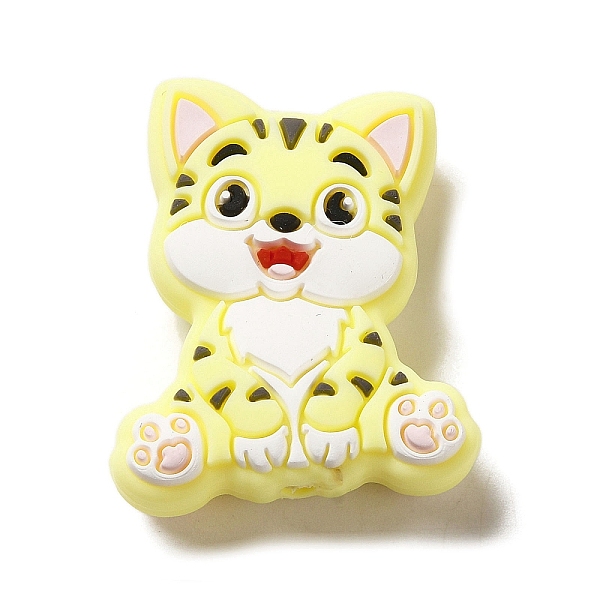 

PandaHall Cat Silicone Focal Beads, DIY Nursing Necklaces Making, Yellow, 30x24x9.5mm, Hole: 2mm Silicone Cat Shape Yellow