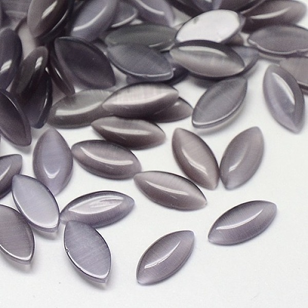 

PandaHall Cat Eye Cabochons, Horse Eye, Gray, 15x7x2.5mm Glass Horse Eye Gray