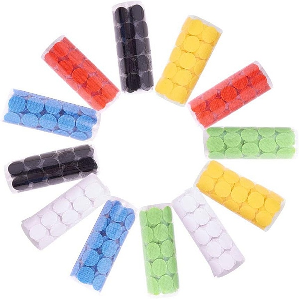 

PandaHall Nylon Magic Tapes, Adhesive Hook and Loop Tapes, Flat Round, Mixed Color, 20mm, 100sets/color, 600sets Nylon Multicolor