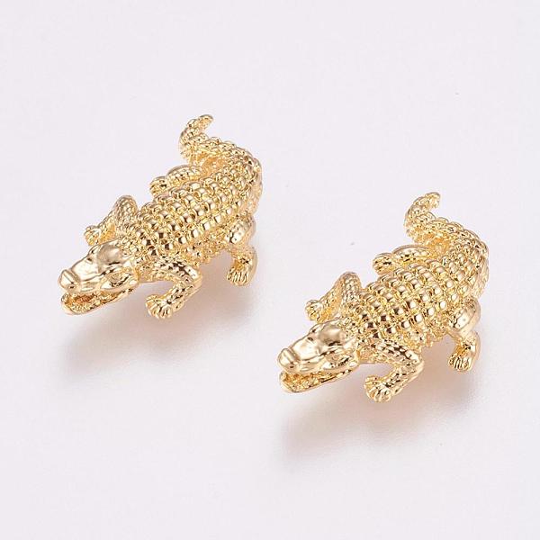 

PandaHall Brass Beads, Crocodile/Alligator, Golden, 24x17x6mm, Hole: 1.5mm Brass Other Animal