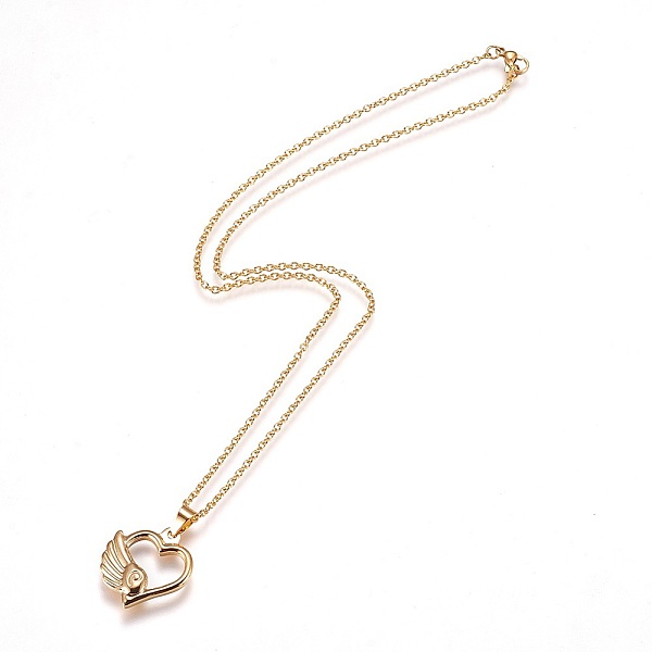 

PandaHall 304 Stainless Steel Pendant Necklaces, with Lobster Claw Clasps, Flying Heart, Golden, 17.8 inch(45.3cm), 2mm 304 Stainless Steel