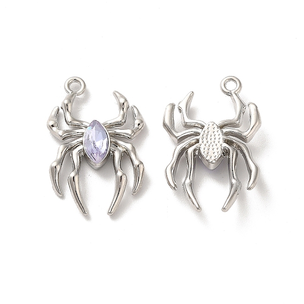 

PandaHall Glass Spider Pendant, with Platinum Alloy Findings, Lead Free & Cadmium Free, Lavender, 25.5x17x4.5mm, Hole: 1.6mm Alloy+Glass..., Purple