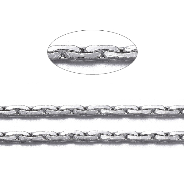 

PandaHall Brass Cardano Chains, Unwelded, with Spool, Cadmium Free & Nickel Free & Lead Free, Platinum, 0.9x0.6mm Brass