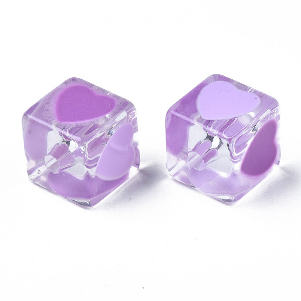 

PandaHall Transparent Acrylic Beads, with Enamel, Cube with Heart, Medium Orchid, 14.5x14x14mm, Hole: 3mm Acrylic Cube
