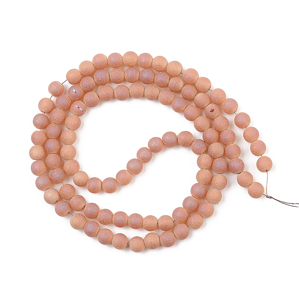 

PandaHall Electroplate Glass Beads Strands, Frosted, Round, Plum, 4mm, Hole: 1mm, about 100pcs/strand, 15.7 inch Glass Round Purple