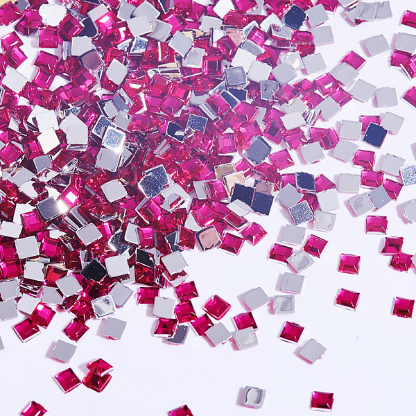 

PandaHall Flat Back Acrylic Rhinestone Cabochons, Nail Art Decoration Accessories, Square, Fuchsia, 2x2x1mm, about 10000pcs/bag Acrylic..., Pink