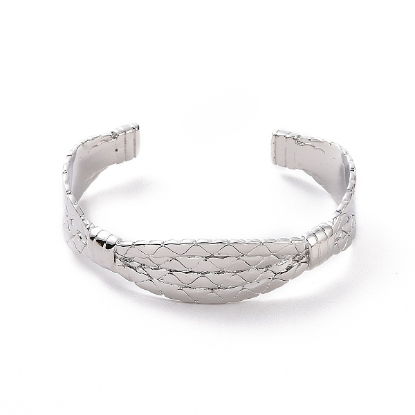 

PandaHall Brass Twist Rope Open Cuff Bangle for Women, Platinum, Inner Diameter: 2-1/8 inch(5.4cm) Brass
