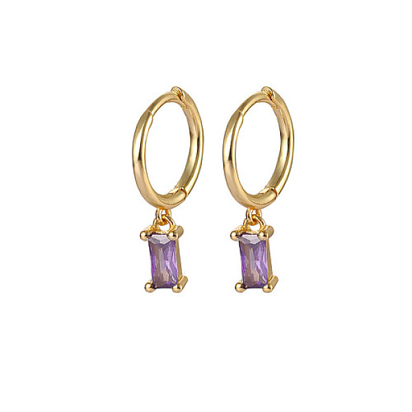 

PandaHall Real 18K Gold Plated 925 Sterling Silver Dangle Hoop Earrings for Women, Rectangle, Lilac, 19.8mm Sterling Silver Rectangle Purple