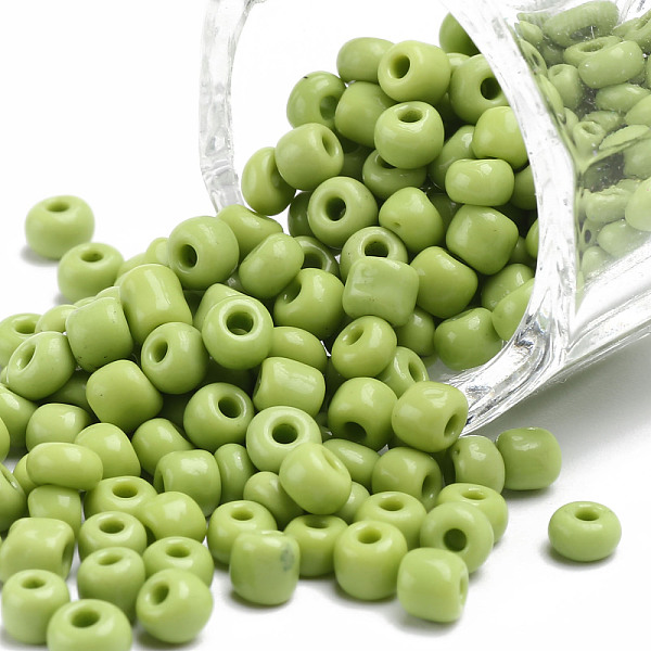 

PandaHall Glass Seed Beads, Opaque Colours Seed, Round, Green Yellow, Size: about 4mm in diameter, hole:1.5mm, about 1000pcs/100g Glass
