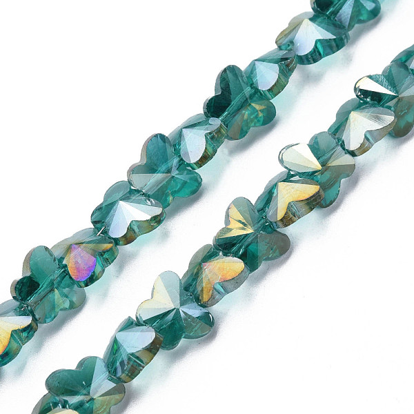 

PandaHall Electroplate Transparent Glass Beads Strands, AB Color Plated, Faceted, Butterfly, Light Sea Green, 8x10x6mm, Hole: 1mm, about...