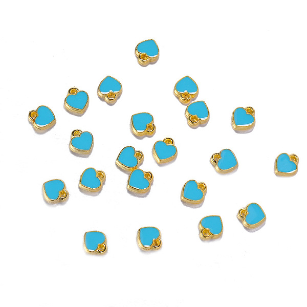 

PandaHall Zinc Alloy with Enamel Jewelry Charms Accessories, Heart, Golden, Sky Blue, 7x8mm Alloy+Enamel Heart