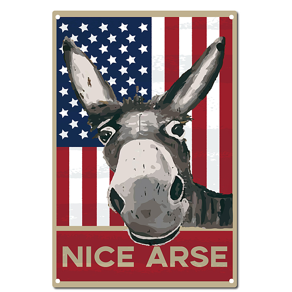 PandaHall CREATCABIN American Flag Metal Tin Sign Donkey Nice Arse Funny Vintage Poster Plaques with Quotes USA Independence Day 4th of July...