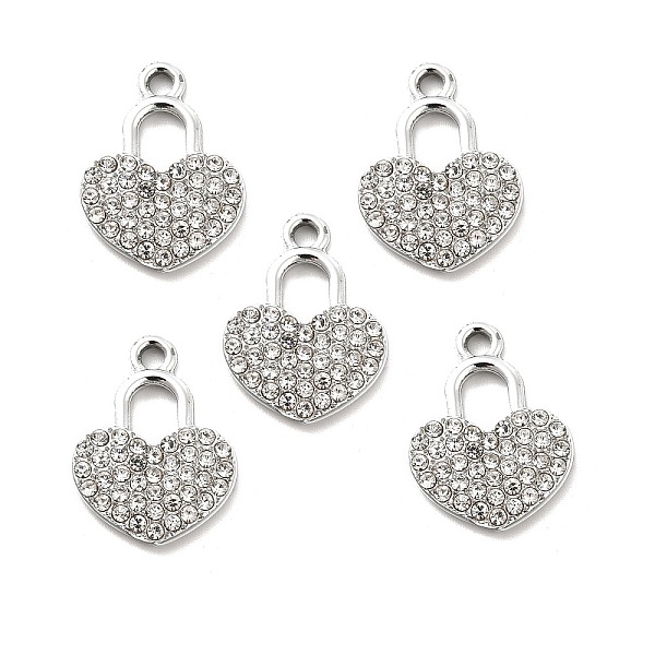 

PandaHall Alloy Rhinestone Pendants, Platinum Tone Heart Lock Charms, Crystal, 19.5x14.5x2.5mm, Hole: 2mm Alloy+Rhinestone Lock Clear