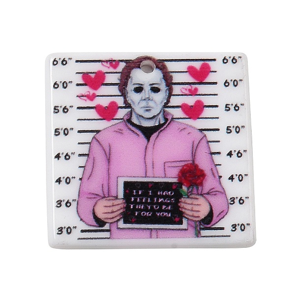 

PandaHall Acrylic Pendants, Valentine's Day Skull Charm, Square, 30.5x31x2.5mm, Hole: 1.8mm Acrylic Square