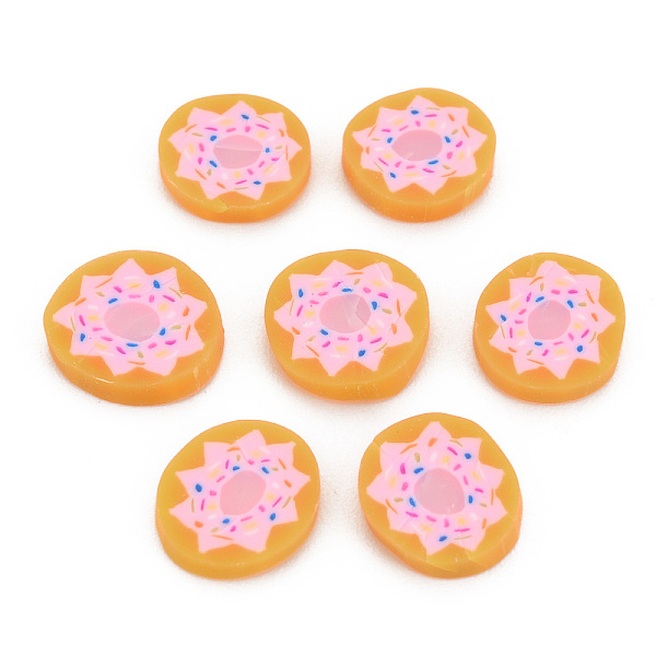 

PandaHall Handmade Polymer Clay Cabochons, Flat Round with Flower, Orange, 9~11x1.5~2mm, about 4700pcs/1000g Polymer Clay Flat Round Orange