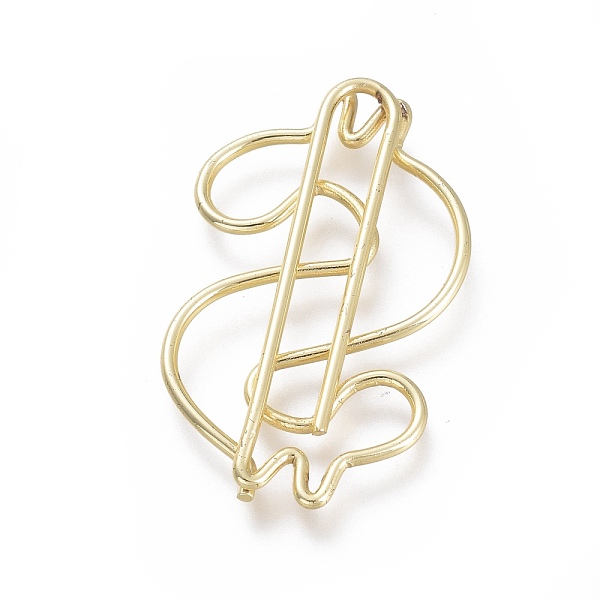 

PandaHall Dollar Sign Shape Iron Paperclips, Cute Paper Clips, Funny Bookmark Marking Clips, Light Gold, 29.5x18x2.5mm Iron