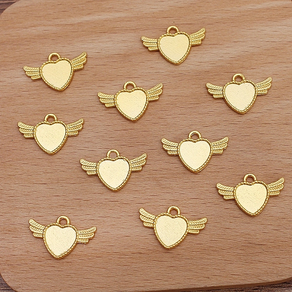 

PandaHall Alloy Pendant, Heart with Wing, Golden, 14x22mm Alloy Heart