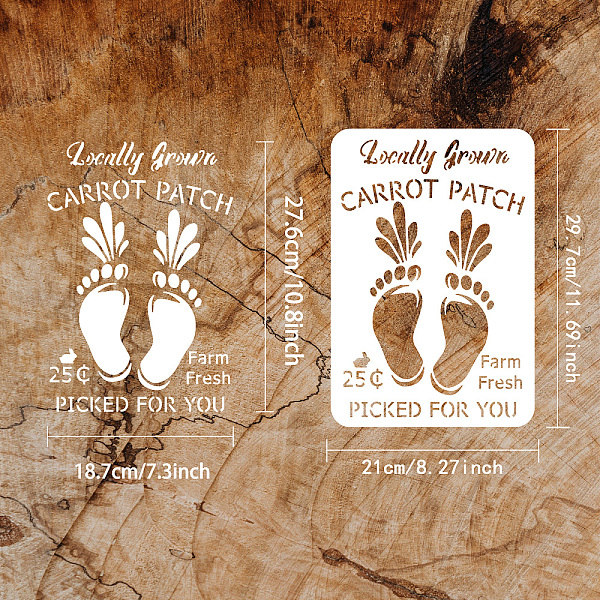 

PandaHall FINGERINSPIRE Carrot Patch Stencil 29.7x21cm Locally Grown Carrots Farm Sign Stencil Foot Print Stencil Plastic Farm Fresh Carrot...