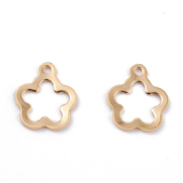 

PandaHall 201 Stainless Steel Pendants, Hollow, Flower Charms, Real 18k Gold Plated, 12.5x10.5x0.5mm, Hole: 1.2mm 201 Stainless Steel Flower