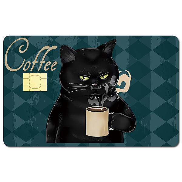 PandaHall CREATCABIN 4Pcs Card Skin Sticker Black Cat Debit Credit Card Skins Covering Flower Personalizing Bank Card Protecting Removable...