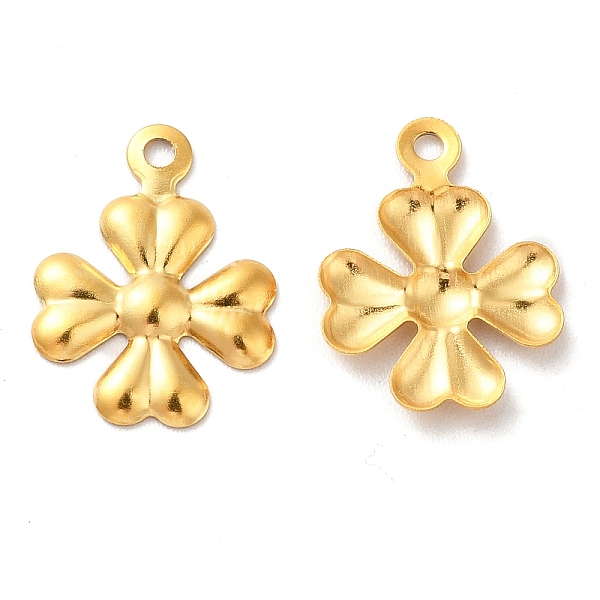 

PandaHall Ion Plating(IP) 304 Stainless Steel Charms, Clover Charm, Golden, 14.5x11x1mm, Hole: 1mm 304 Stainless Steel Clover