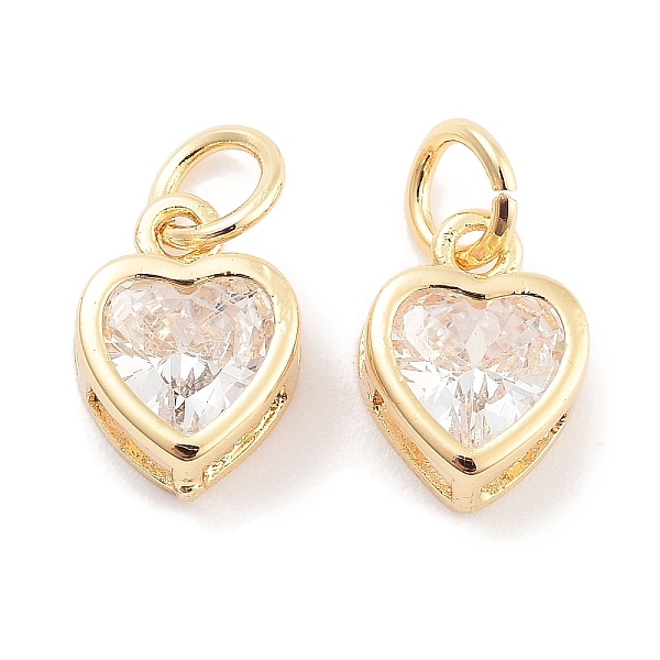 

PandaHall Brass Micro Pave Cubic Zirconia Pendants, Heart, with Jump Ring, Real 18K Gold Plated, Clear, 10.5x7.5x4mm, Hole: 3.5mm...