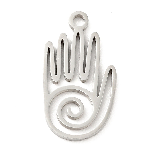 

PandaHall 201 Stainless Steel Pendants, Palm, Stainless Steel Color, 19x10x1mm, Hole: 1.6mm 201 Stainless Steel Others