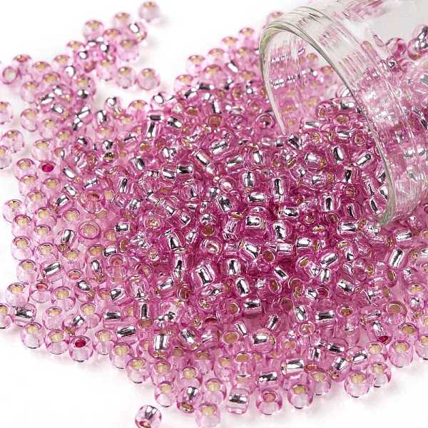 

PandaHall TOHO Round Seed Beads, Japanese Seed Beads, (2212) Silver Lined Baby Pink, 8/0, 3mm, Hole: 1mm, about 222pcs/10g Glass Pink
