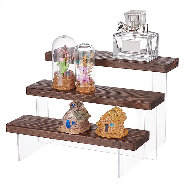 

PandaHall 3-Tier Transparent Acrylic Action Figures Display Risers, Minifigures Display Organizer Stand, with Wood Base, for Doll, Action...