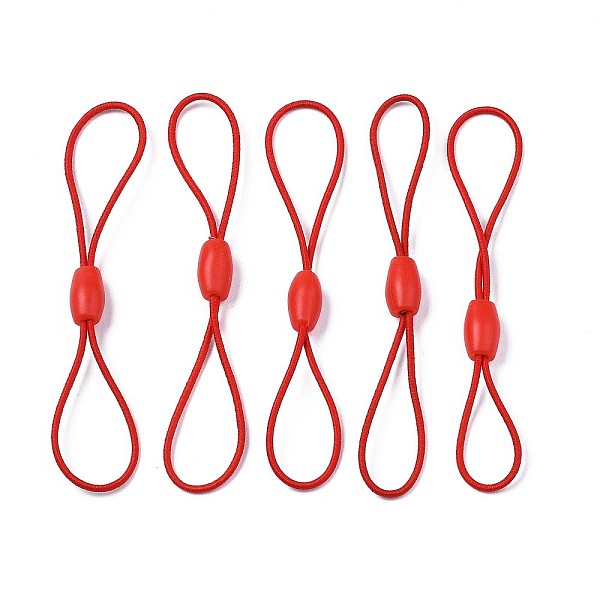 

PandaHall Elastic String, with Silicone Beads Buckle, for Hanging Tags, Cards, Keys, Red, 65~78x1mm Elastic Fibre Red