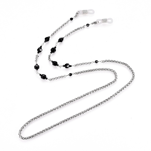 

PandaHall Eyeglasses Chains, Neck Strap for Eyeglasses, with Faceted Natural Black Agate Beads, Rubber Loop Ends, 304 Stainless Steel Rolo...