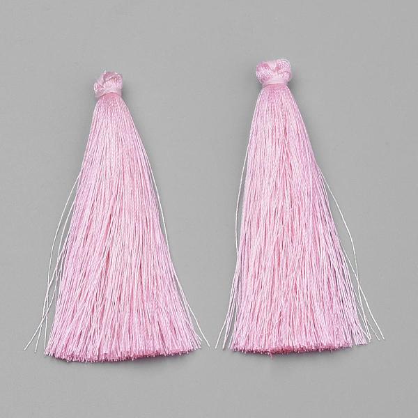 

PandaHall Nylon Tassel Big Pendant Decorations, Pearl Pink, 65~70x8~10mm Nylon Pink