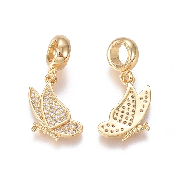 

PandaHall Brass Micro Pave Clear Cubic Zirconia European Dangle Charms, Large Hole Pendants, Butterfly, Golden, 25mm, Hole: 5mm, Butterfly...