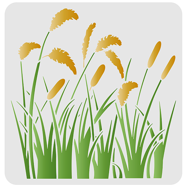 PandaHall FINGERINSPIRE Reed Grass Stencils 30x30cm Reusable Cattail Leaves Stencils Reed Pattern Stencils Grass Drawing Stencil Plants...