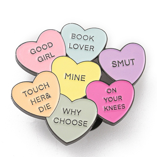 

PandaHall Alloy Enamel Pin Brooch, for Backpack Clothes, Heart, Colorful, 37x38mm Alloy+Enamel Heart